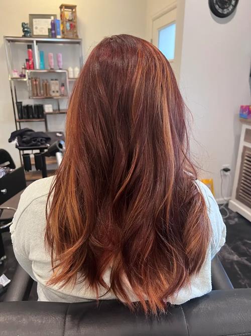 Denver Hair Extensions This custom hair extension transformation features rich copper and auburn ton(..)